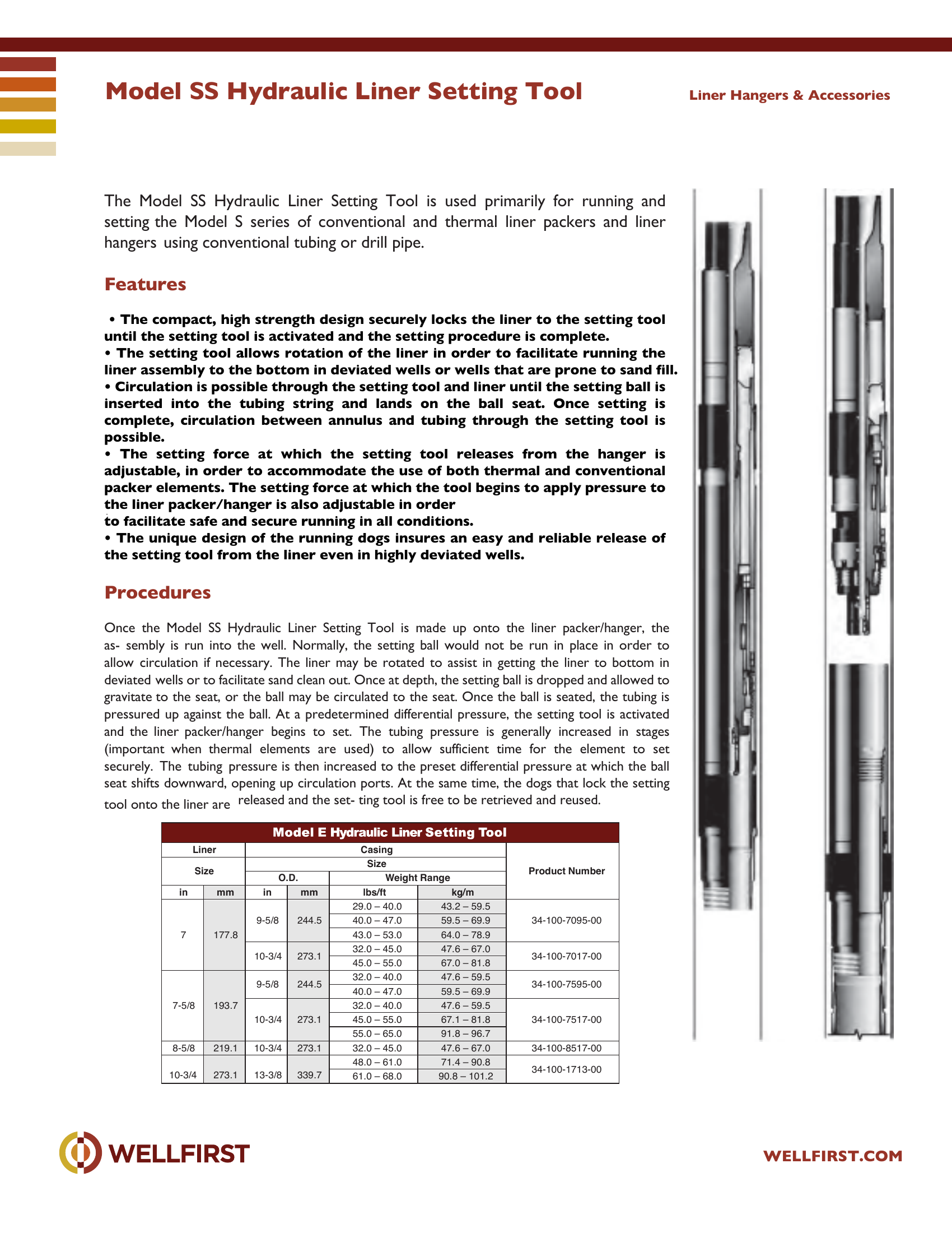 Model SS Hydraulic Liner Setting Tool